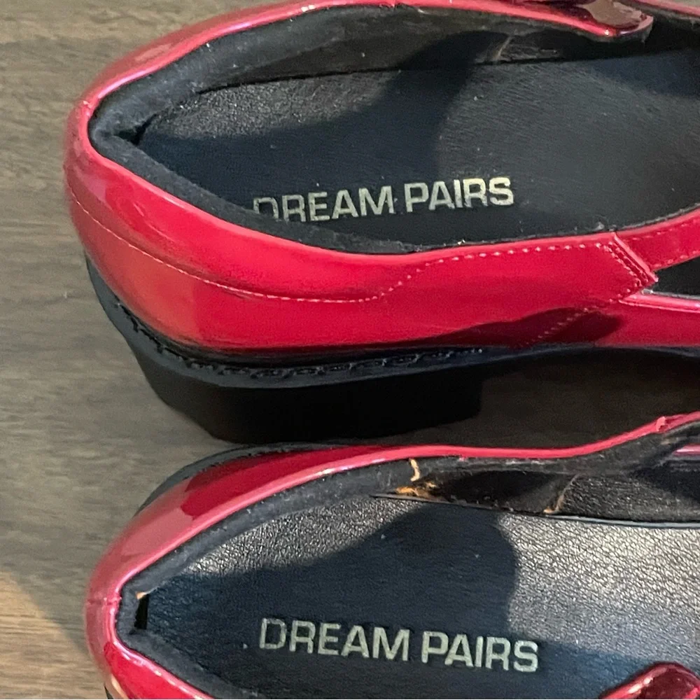 Dream Pairs Patent Look Reddish Mary Janes Lug Soles Sz 9